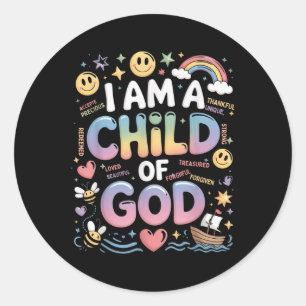 I Am A Child Of God Christian Retro Jesus Faith De Classic Round Sticker