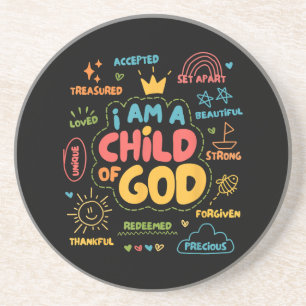 I am a Child of God Christian Retro Jesus Faith De Coaster