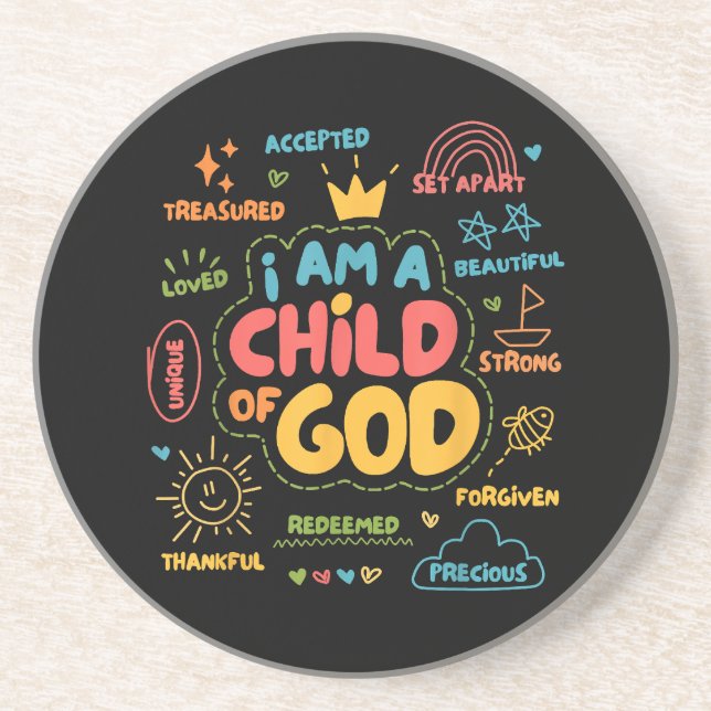 I am a Child of God Christian Retro Jesus Faith De Coaster (Front)