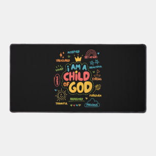 I am a Child of God Christian Retro Jesus Faith De Desk Mat