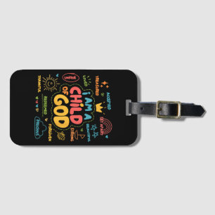 I am a Child of God Christian Retro Jesus Faith De Luggage Tag