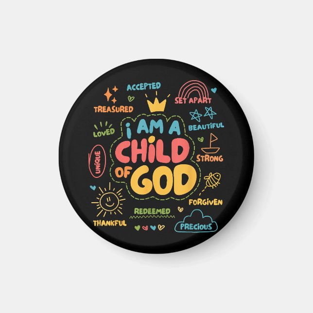 I am a Child of God Christian Retro Jesus Faith De Magnet (Front)
