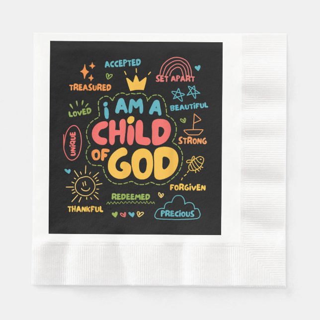 I am a Child of God Christian Retro Jesus Faith De Napkin (Front)