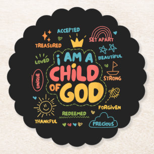 I am a Child of God Christian Retro Jesus Faith De Paper Coaster