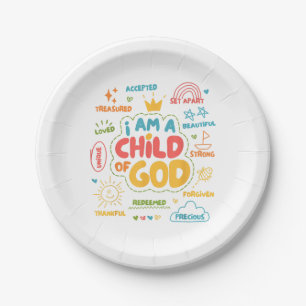 I am a Child of God Christian Retro Jesus Faith De Paper Plate