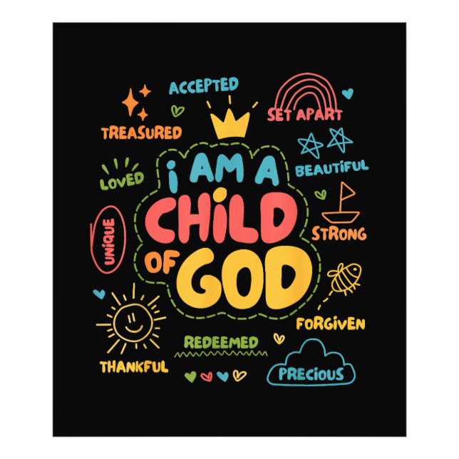 I am a Child of God Christian Retro Jesus Faith De Photo Print (Front)