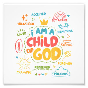 I am a Child of God Christian Retro Jesus Faith De Photo Print