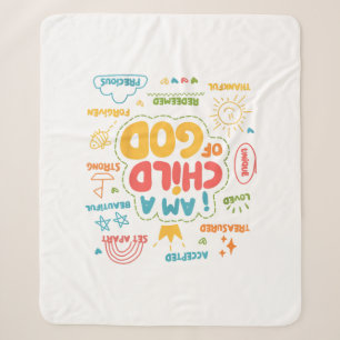 I am a Child of God Christian Retro Jesus Faith De Sherpa Blanket