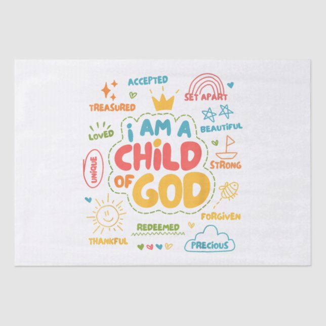 I am a Child of God Christian Retro Jesus Faith De Tissue Paper (Front)