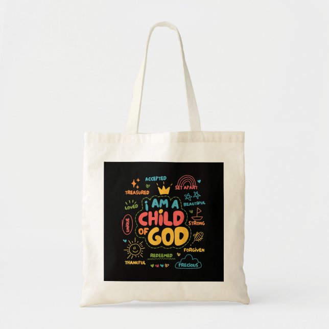 I am a Child of God Christian Retro Jesus Faith De Tote Bag (Front)