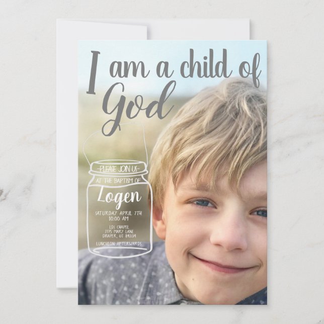 I am a child of god Custom Baptism Invitation (Front)