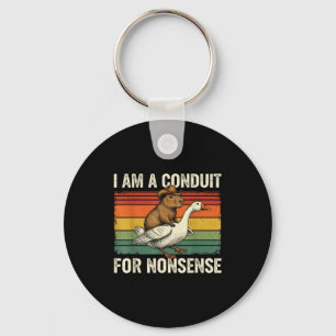 I Am A Conduit For Nonsense Funny Capybara Goose M Key Ring