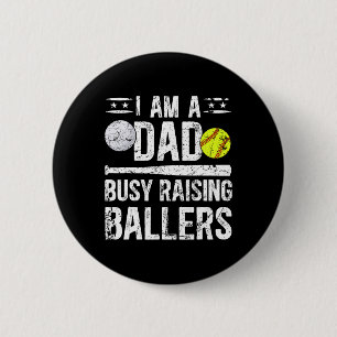 I Am A Dad Busy Raising Llers Softll Volleyll Dad 6 Cm Round Badge
