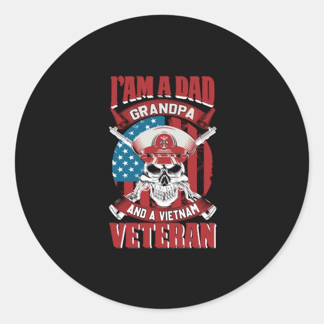 i am a dad grandpa and a vietnam veteran classic round sticker (Front)