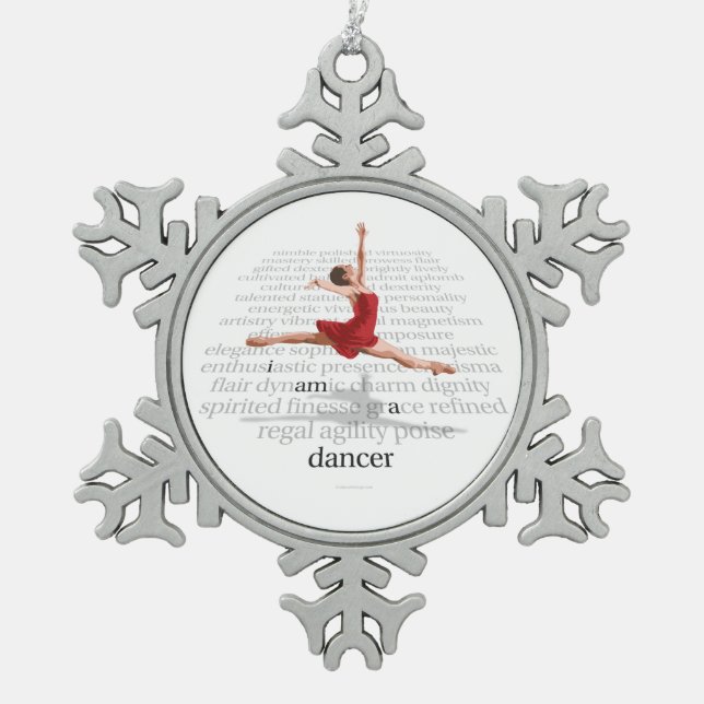 I Am A Dancer Snowflake Pewter Christmas Ornament (Front)
