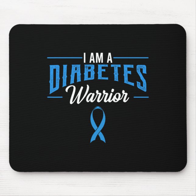 I Am A Diabetes Warrior Awareness Ribbon Diabetic  Mouse Mat (Front)