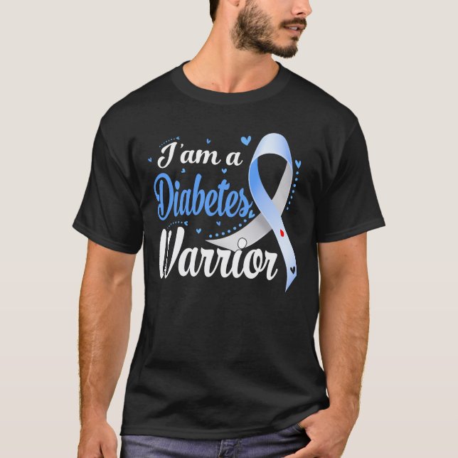 I Am A Diabetes Warrior Awareness Ribbon Diabetic T-Shirt (Front)