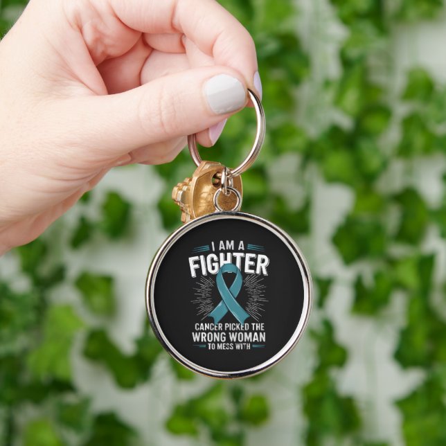 I Am A Fighter Cancer Picked The Wrong Woman Key Ring (Hand)