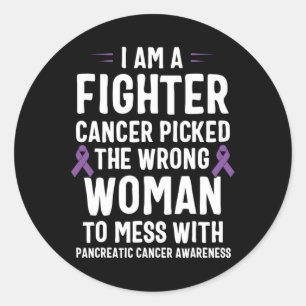 I Am A Fighter Pancreatic Cancer Awareness Classic Round Sticker