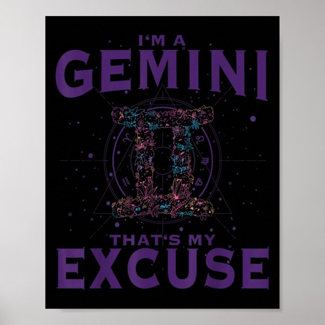 I Am A Gemini Zodiac Sign Graphic Art Twins Horosc (Front)
