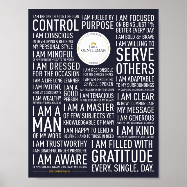I Am A Gentleman Manifesto Poster (Blue) (Front)