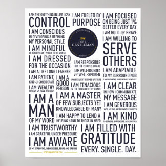 I Am A Gentleman Manifesto Poster (White)