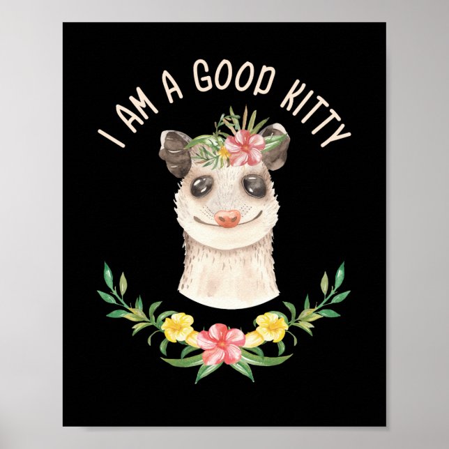 I Am a Good Kitty Funny Cute Possum Lover Gift Poster (Front)