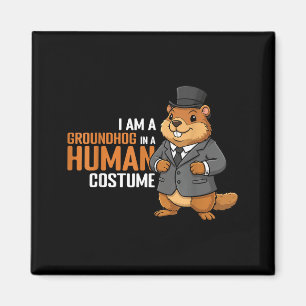 I Am A Groundhog In A Human Costume Funny Groundho Magnet