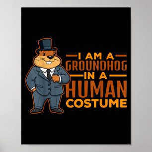 I Am A Groundhog In A Human Costume Happy Groundho Poster