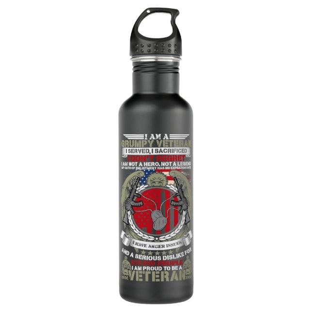 I Am A Grumpy Veteran 64 710 Ml Water Bottle (Front)