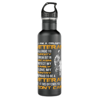 I Am A Grumpy Veteran Proud To Be Veteran, Fathers 710 Ml Water Bottle