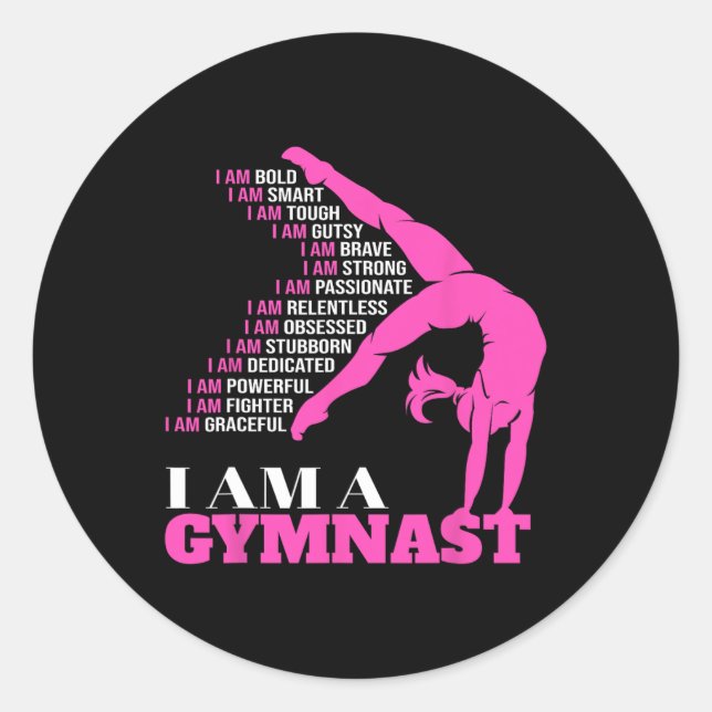 I Am A Gymnast Funny Handstand Gymnastics Gift Wom Classic Round Sticker (Front)