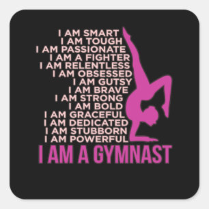 I Am A Gymnast Gymnastics Gymnastic Sports Lover G Square Sticker