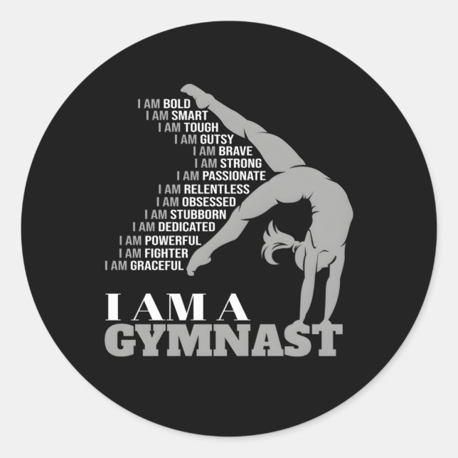 I Am A Gymnast Handstand Gymnastics Classic Round Sticker (Front)