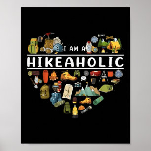 I Am A Hikeaholic Hiking Addict Vintage Sunset Nat Poster