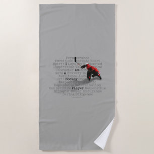 I am a Hockey Player Beach Towel