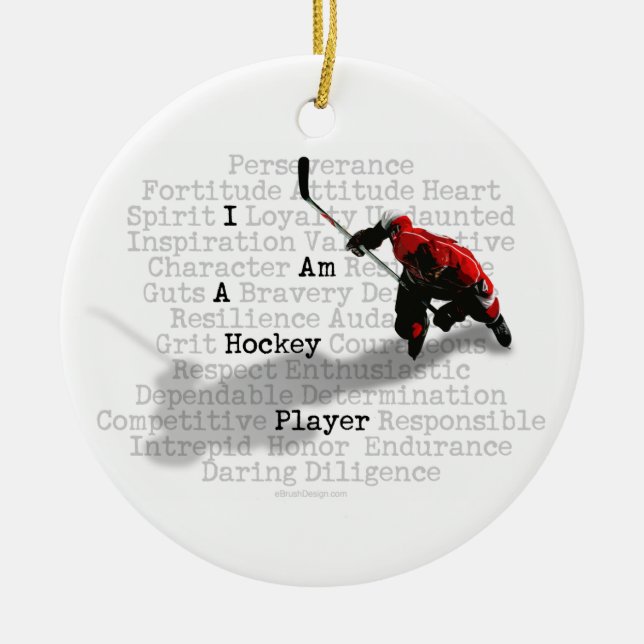 I Am A Hockey Player Ceramic Tree Decoration (Front)