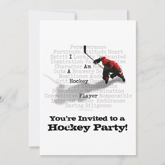 I am a Hockey Player party Invitation (Front)
