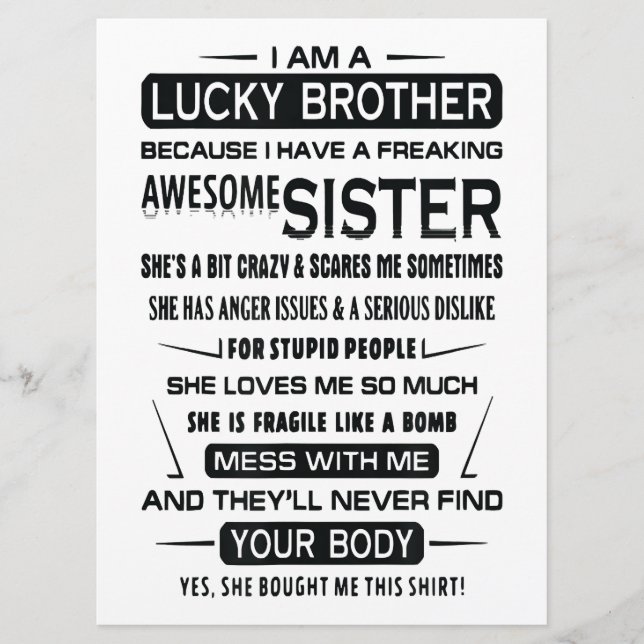 I Am A Lucky Brother Christmas Gifts For Brother Menu (Front)