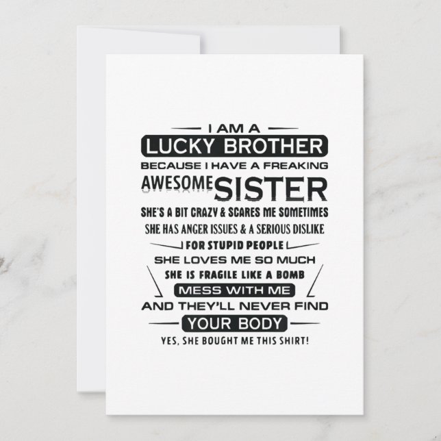 I Am A Lucky Brother Gifts For Brother Announcement (Front)
