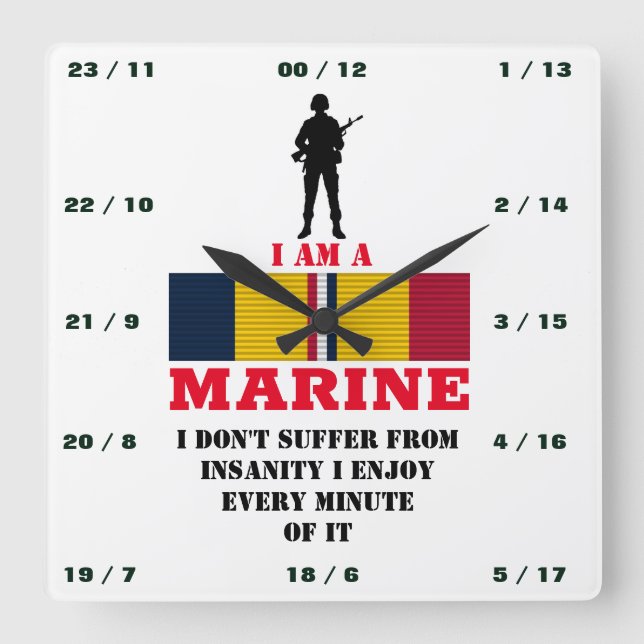 I AM A-MARINE SQUARE WALL CLOCK (Front)