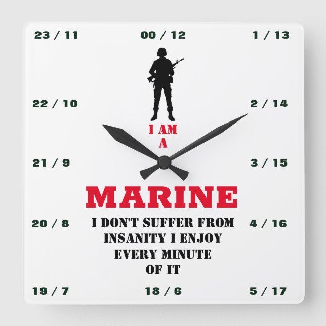 I AM A-MARINE SQUARE WALL CLOCK (Front)