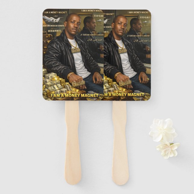 I AM A MONEY MAGNET HAND FAN (Front and Back)