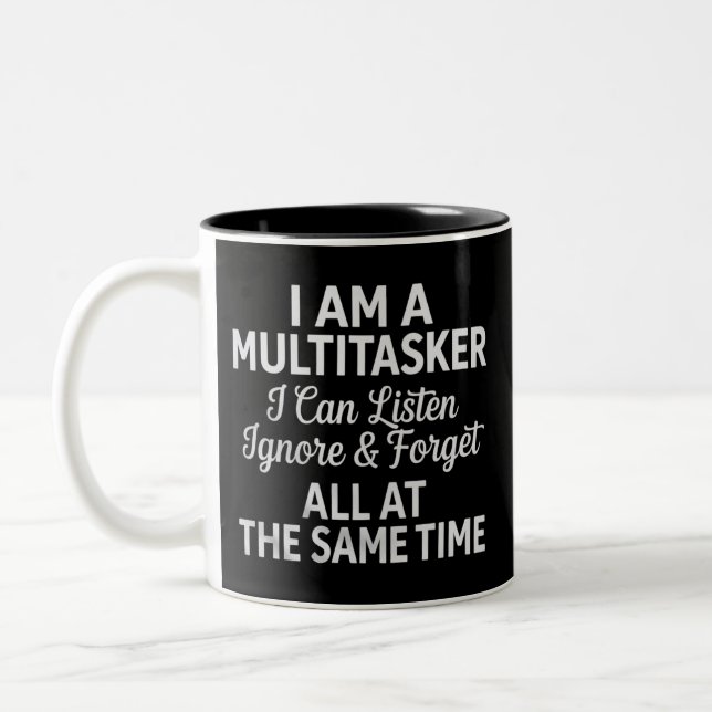 I Am a Multitasker Funny Work Life Humor Two-Tone Coffee Mug (Left)
