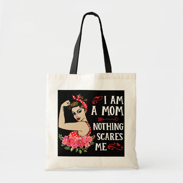 I Am A Mum Rosie The Riveter Strong Woman Mama Tote Bag (Front)