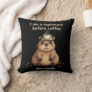 I Am a Nightmare Before Coffee, Lovers Motto Cushion