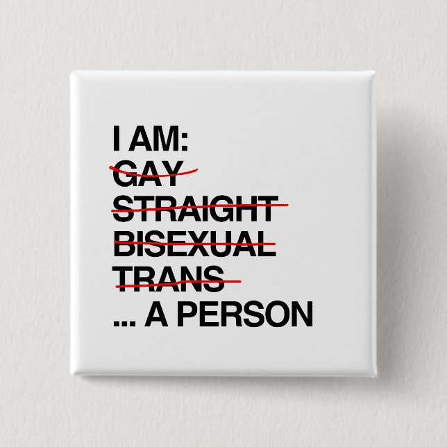 I AM A PERSON 15 CM SQUARE BADGE (Front)