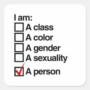 I am a person - non-discrimination square sticker