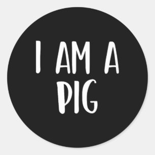 I Am A Pig Halloween I'm Simple Costume Lazy  Classic Round Sticker