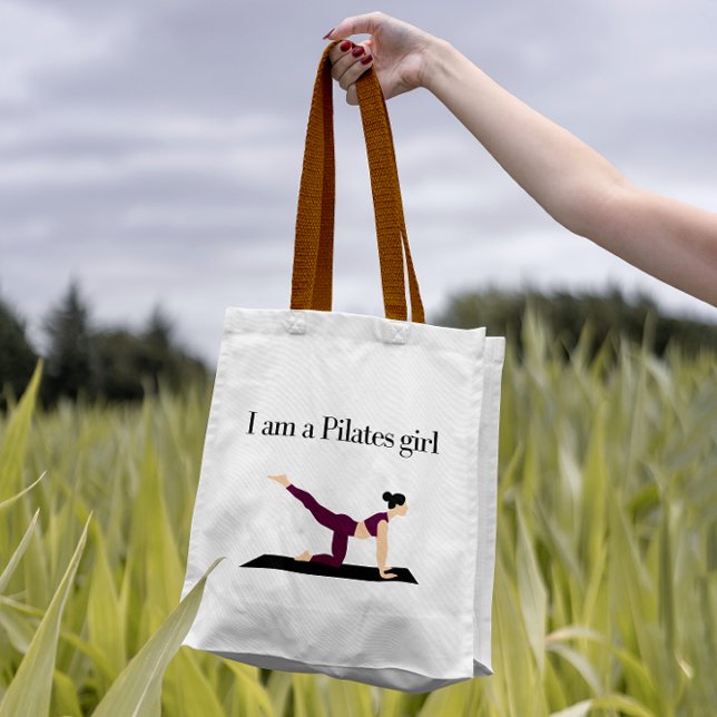 "I am a Pilates Girl"Cute Purple Feminine Modern Tote Bag (Creator Uploaded)
